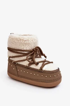 Damskie Boto Damskie Ocieplane Śniegowce Brązowe Rohes