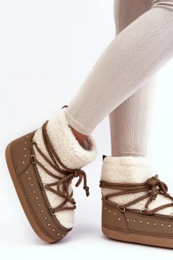 Damskie Boto Damskie Ocieplane Śniegowce Brązowe Rohes