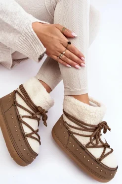 Damskie Boto Damskie Ocieplane Śniegowce Brązowe Rohes