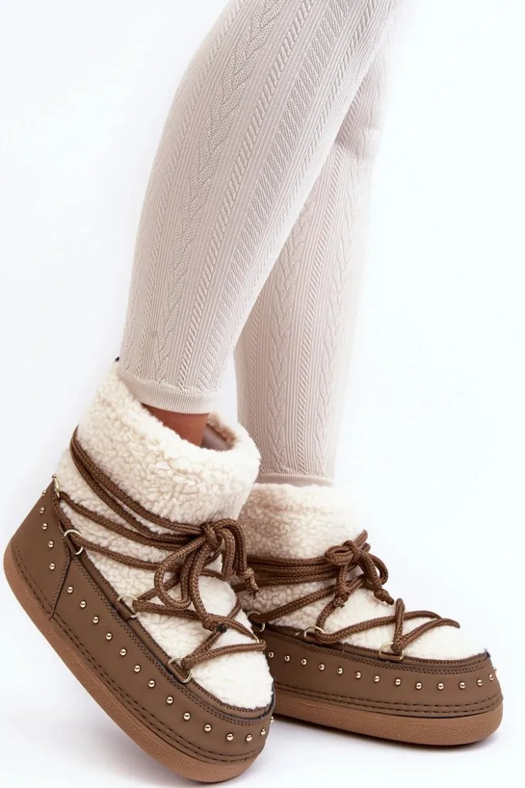 Damskie Boto Damskie Ocieplane Śniegowce Brązowe Rohes