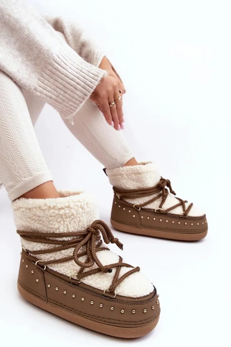 Damskie Boto Damskie Ocieplane Śniegowce Brązowe Rohes