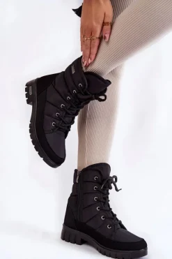 Outlet Boto Damskie Ocieplane Śniegowce Progress PROGJ-21-14 Czarne