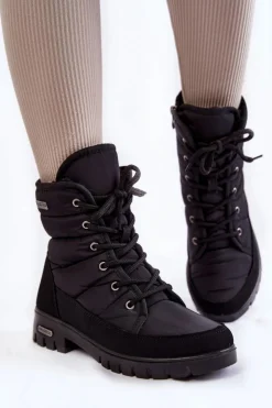 Outlet Boto Damskie Ocieplane Śniegowce Progress PROGJ-21-14 Czarne