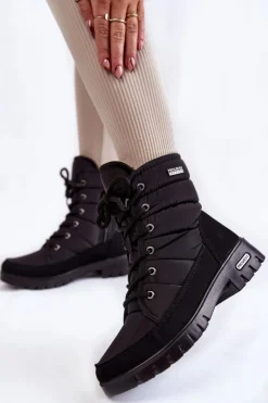 Outlet Boto Damskie Ocieplane Śniegowce Progress PROGJ-21-14 Czarne