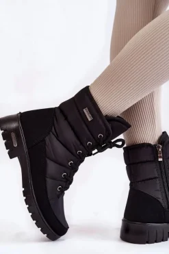 Outlet Boto Damskie Ocieplane Śniegowce Progress PROGJ-21-14 Czarne