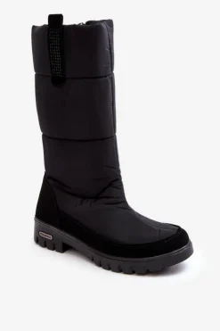 Boto Śniegowce Damskie|Kozaki Płaskie*Damskie Ocieplane Śniegowce Progress PROGJ-22-136 Czarne