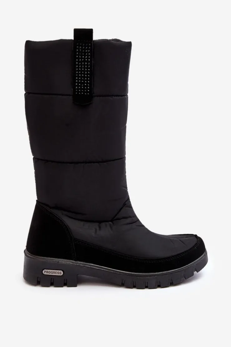 Boto Śniegowce Damskie|Kozaki Płaskie*Damskie Ocieplane Śniegowce Progress PROGJ-22-136 Czarne