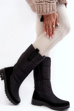 Boto Śniegowce Damskie|Kozaki Płaskie*Damskie Ocieplane Śniegowce Progress PROGJ-22-136 Czarne