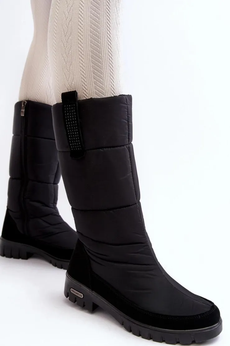 Boto Śniegowce Damskie|Kozaki Płaskie*Damskie Ocieplane Śniegowce Progress PROGJ-22-136 Czarne