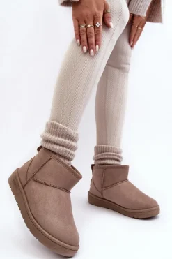 Big Star Shoes Śniegowce Damskie*Damskie Ocieplane Śniegowce Ciemnobeżowe Big Star KK274294