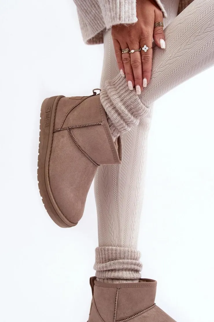 Big Star Shoes Śniegowce Damskie*Damskie Ocieplane Śniegowce Ciemnobeżowe Big Star KK274294