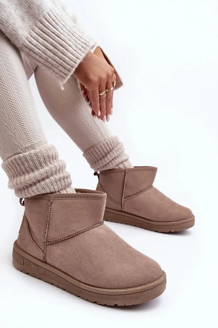 Big Star Shoes Śniegowce Damskie*Damskie Ocieplane Śniegowce Ciemnobeżowe Big Star KK274294