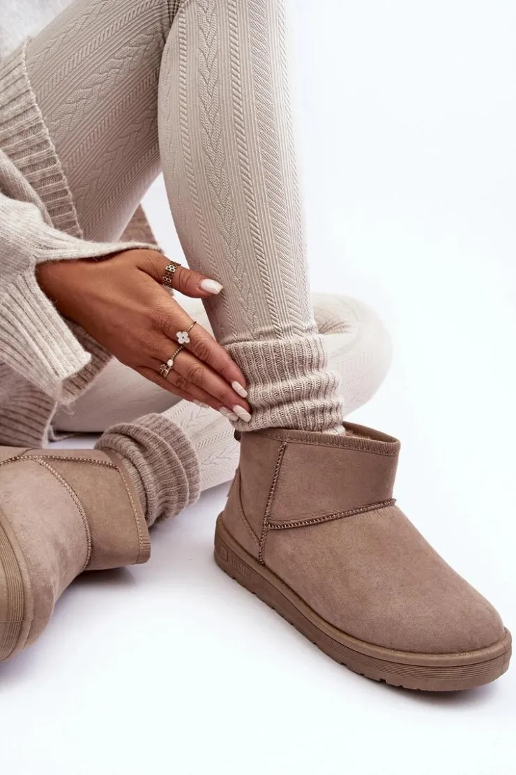 Big Star Shoes Śniegowce Damskie*Damskie Ocieplane Śniegowce Ciemnobeżowe Big Star KK274294