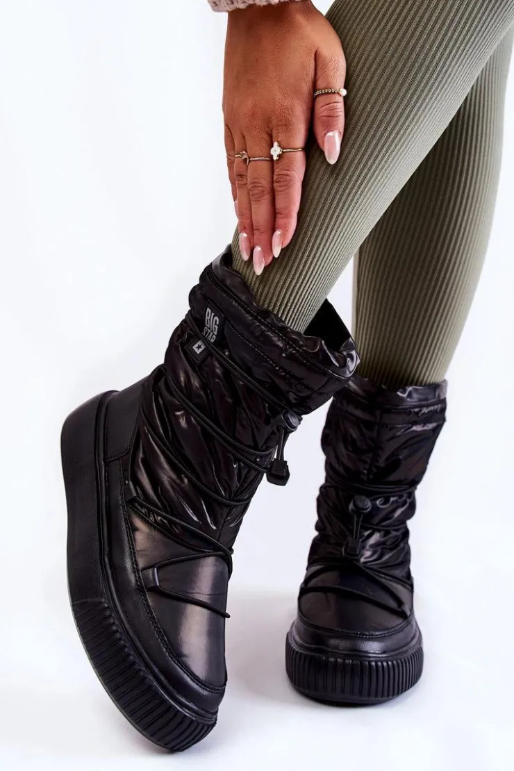 Damskie Big Star Shoes Damskie Ocieplane Śniegowce Big Star KK274193 Czarne