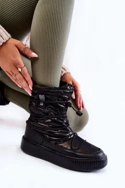 Damskie Big Star Shoes Damskie Ocieplane Śniegowce Big Star KK274193 Czarne