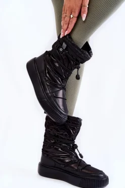 Damskie Big Star Shoes Damskie Ocieplane Śniegowce Big Star KK274193 Czarne