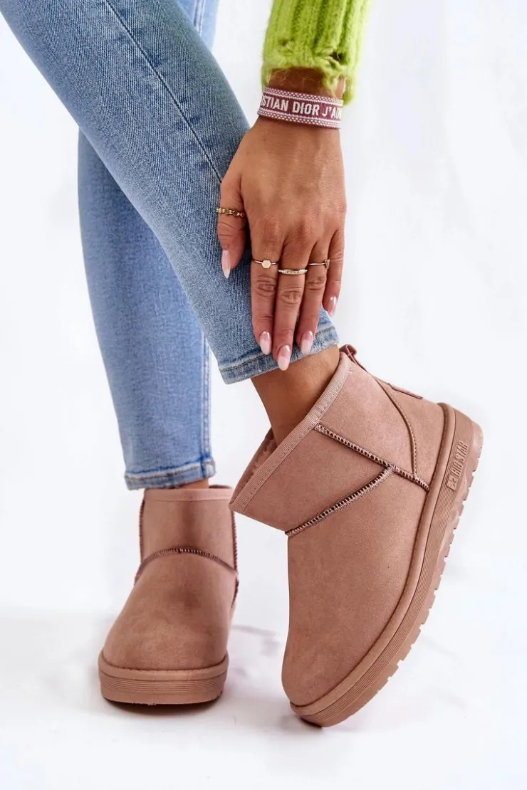 Damskie Big Star Shoes Damskie Ocieplane Śniegowce Big Star KK274293 Jasnoróżowe