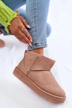 Damskie Big Star Shoes Damskie Ocieplane Śniegowce Big Star KK274293 Jasnoróżowe