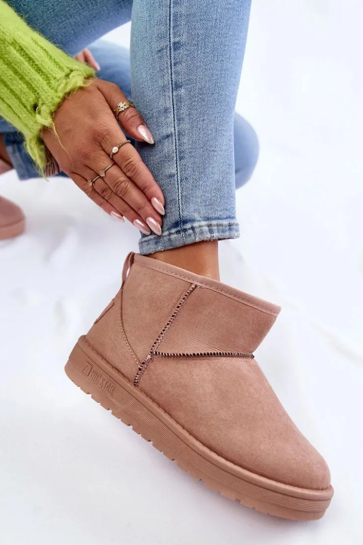 Damskie Big Star Shoes Damskie Ocieplane Śniegowce Big Star KK274293 Jasnoróżowe