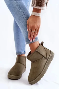 Best Big Star Shoes Damskie Ocieplane Śniegowce Big Star KK274292 Khaki