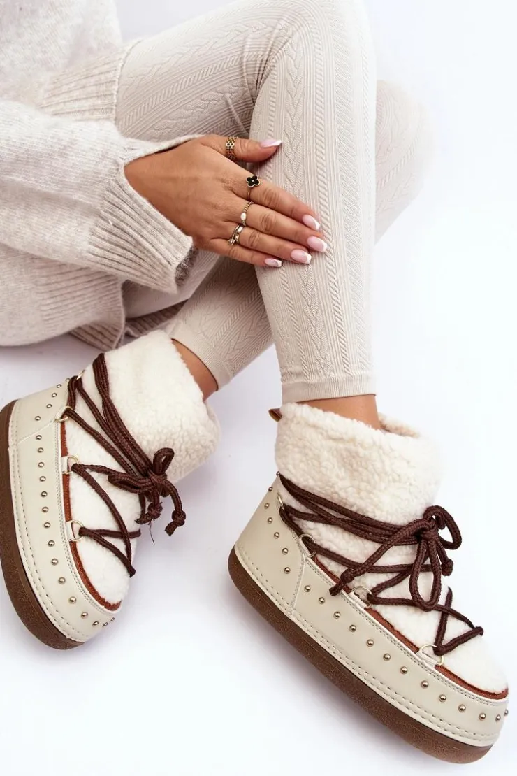 Damskie Boto Damskie Ocieplane Śniegowce Beżowe Rohes