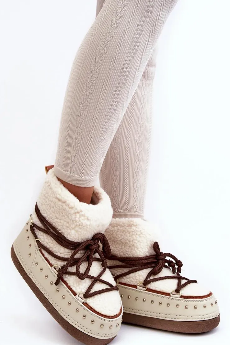 Damskie Boto Damskie Ocieplane Śniegowce Beżowe Rohes