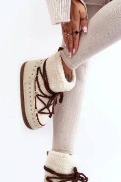 Damskie Boto Damskie Ocieplane Śniegowce Beżowe Rohes