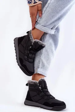 Damskie Cross Jeans Damskie Ocieplane Śniegowce KK2R4016C Czarne