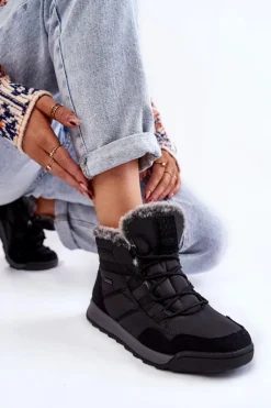 Damskie Cross Jeans Damskie Ocieplane Śniegowce KK2R4016C Czarne