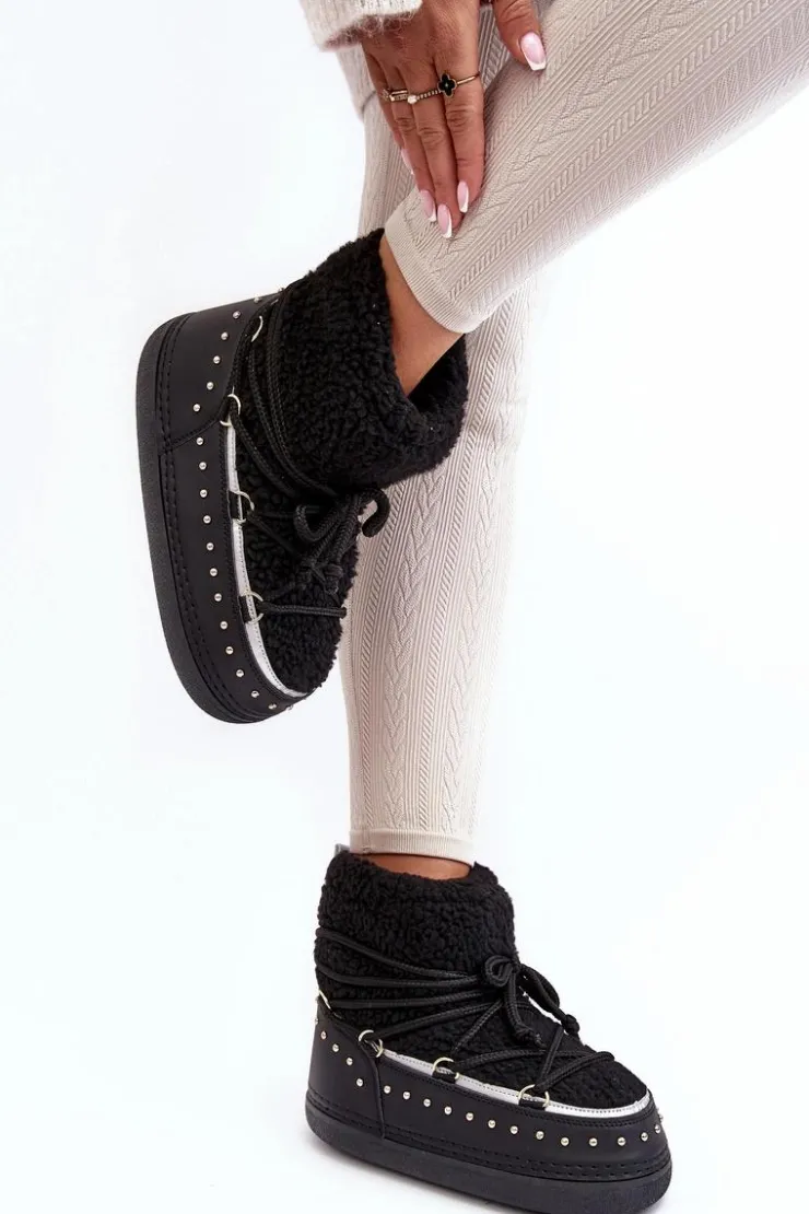 Damskie Boto Damskie Ocieplane Śniegowce Czarne Rohes