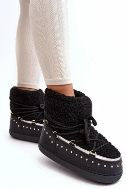 Damskie Boto Damskie Ocieplane Śniegowce Czarne Rohes