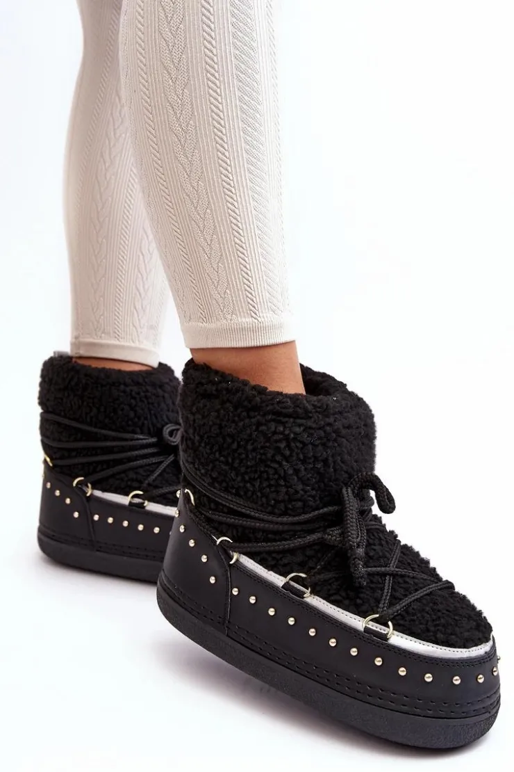 Damskie Boto Damskie Ocieplane Śniegowce Czarne Rohes