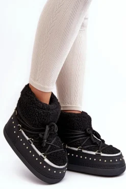 Damskie Boto Damskie Ocieplane Śniegowce Czarne Rohes