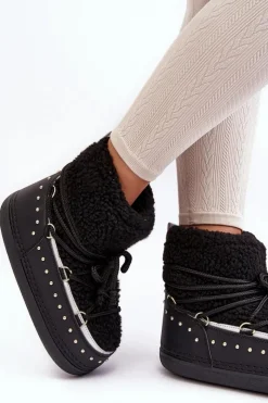 Damskie Boto Damskie Ocieplane Śniegowce Czarne Rohes