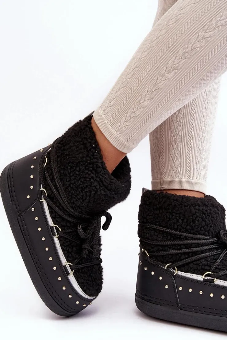 Damskie Boto Damskie Ocieplane Śniegowce Czarne Rohes