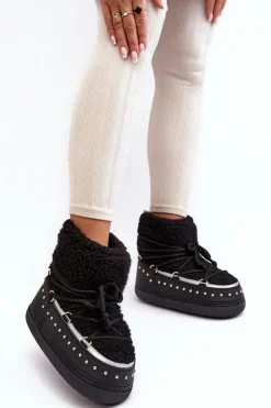 Damskie Boto Damskie Ocieplane Śniegowce Czarne Rohes