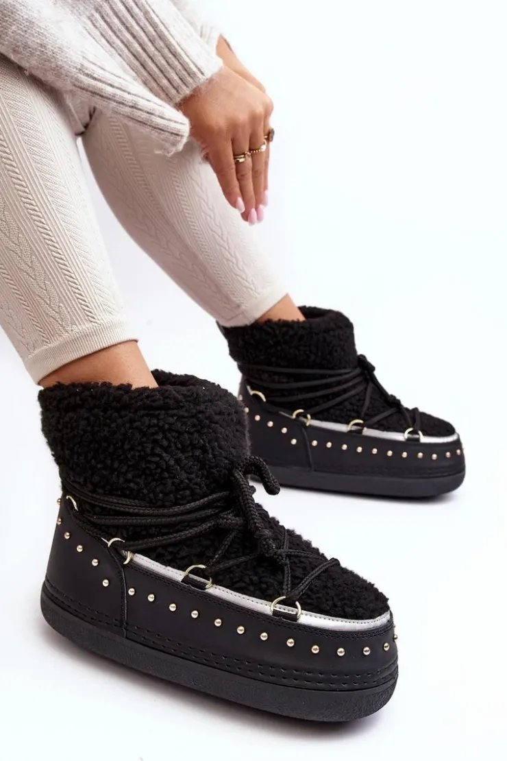 Damskie Boto Damskie Ocieplane Śniegowce Czarne Rohes