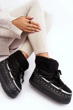 Damskie Boto Damskie Ocieplane Śniegowce Czarne Rohes