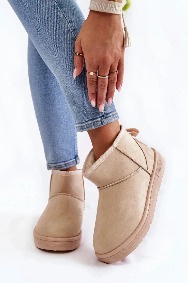 Big Star Shoes Śniegowce Damskie*Damskie Ocieplane Śniegowce Big Star KK274290 Beżowe