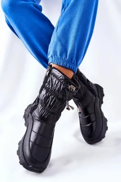 Evento Śniegowce Damskie*Damskie Ocieplane Śniegowce Na Suwak Czarne Starbone