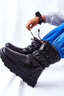 Evento Śniegowce Damskie*Damskie Ocieplane Śniegowce Na Suwak Czarne Starbone