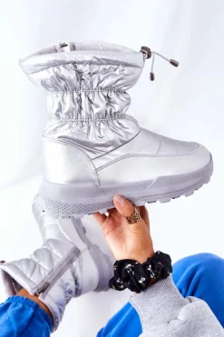 Best Evento Damskie Ocieplane Śniegowce Na Suwak Srebrne Starbone