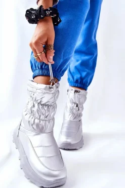 Best Evento Damskie Ocieplane Śniegowce Na Suwak Srebrne Starbone