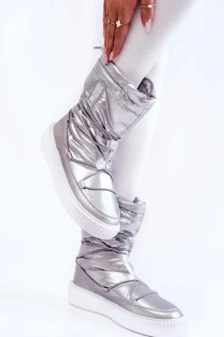 Big Star Shoes Śniegowce Damskie*Damskie Ocieplane Śniegowce Big Star KK274195 Srebrne