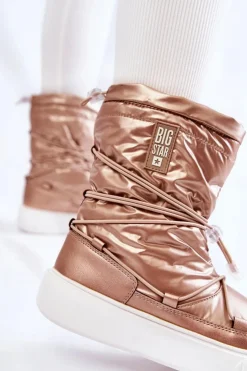 Clearance Big Star Shoes Damskie Ocieplane Śniegowce Big Star KK274194 Beżowe Beżowy