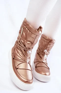 Clearance Big Star Shoes Damskie Ocieplane Śniegowce Big Star KK274194 Beżowe Beżowy