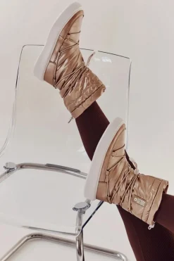 Clearance Big Star Shoes Damskie Ocieplane Śniegowce Big Star KK274194 Beżowe Beżowy