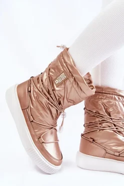 Clearance Big Star Shoes Damskie Ocieplane Śniegowce Big Star KK274194 Beżowe Beżowy