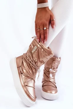 Clearance Big Star Shoes Damskie Ocieplane Śniegowce Big Star KK274194 Beżowe Beżowy