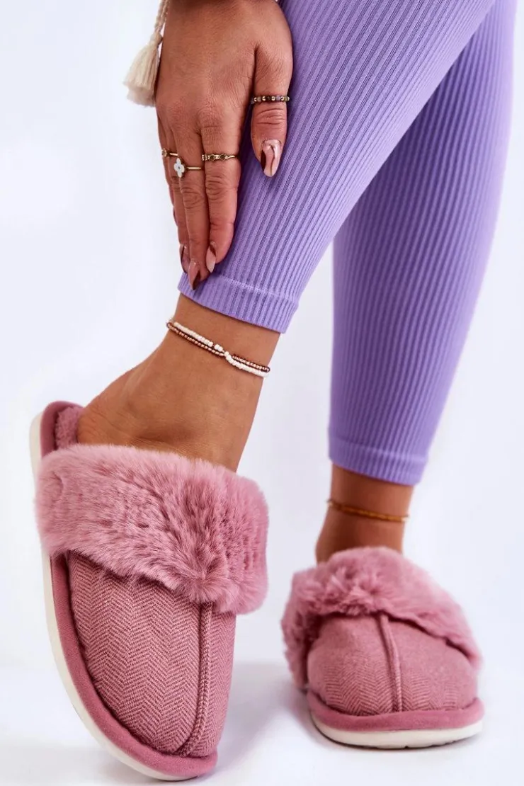 Discount Boto Damskie Ocieplane Papcie Z Futerkiem Ciemnoróżowe Franco Różowy